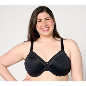 Breezies Women's Bra Sz 44D Mesh Illusions Underwire Minimizer Black A632109